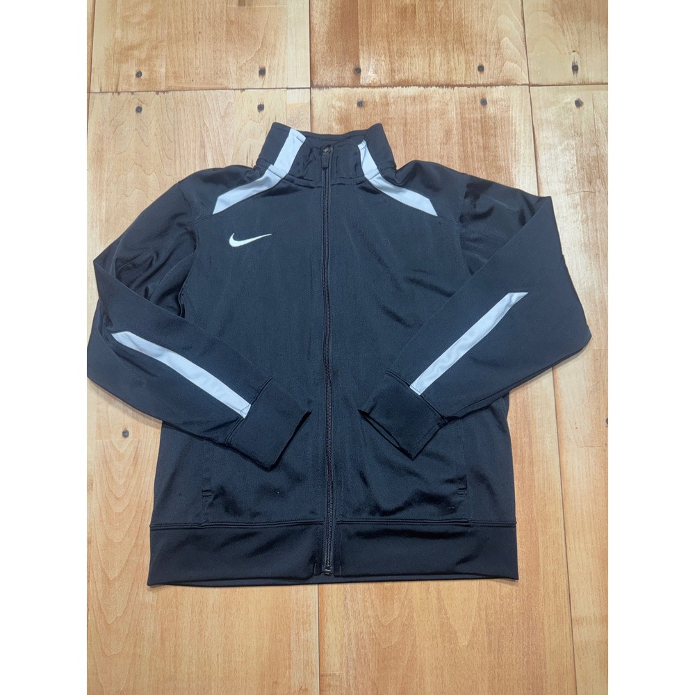Nike Youth Track Jacket Black White Dri Fit Athletic Full Zip Kids Size‎ Small